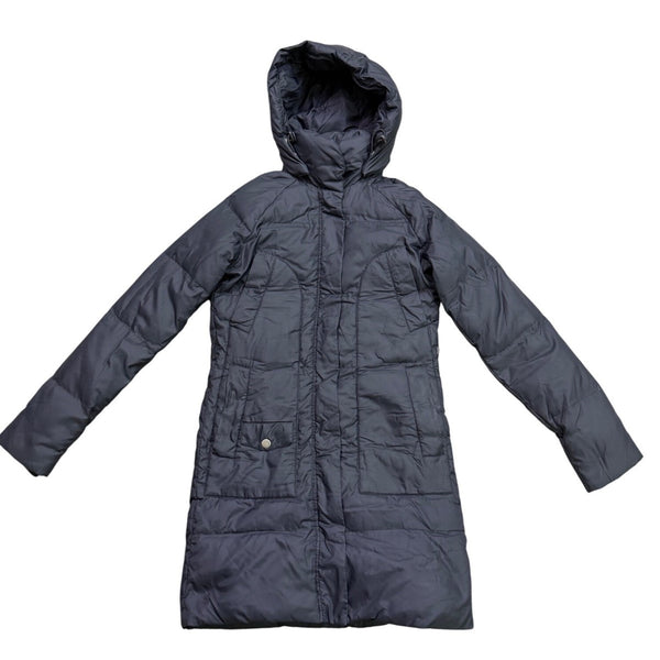 United Colors Of Benetton Womens Navy Nylon Down Hooded Puffer Jacket Size XS