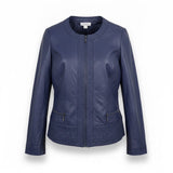 Christopher & Banks Womens Blue Jacket W/ Lace Detail Zipper Pockets Size XL