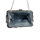 Jessica McClintock Women's Satin Silver Chain Strap Rosaria Clutch Sz S- NWT