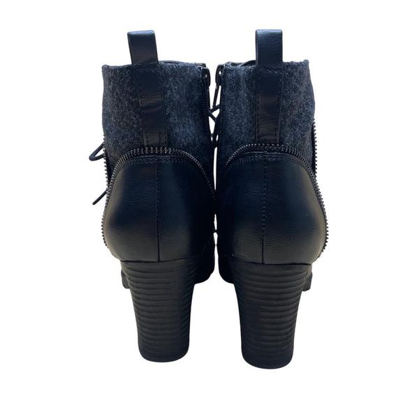 Kelly & Katie Women’s Black Faux Leather Lace-Up Ankle Boots Size 7M