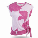 Ann Taylor Womens Pink & White Cotton Floral Print Tie-Front Top Size L