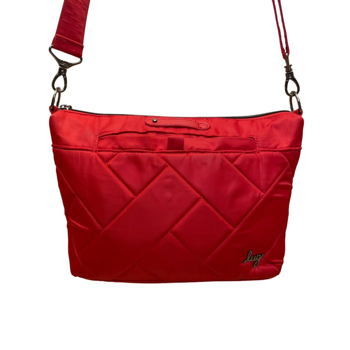 Lug Women’s Red Nylon Quilted Flare With Adjustable Strap Crossbody Bag