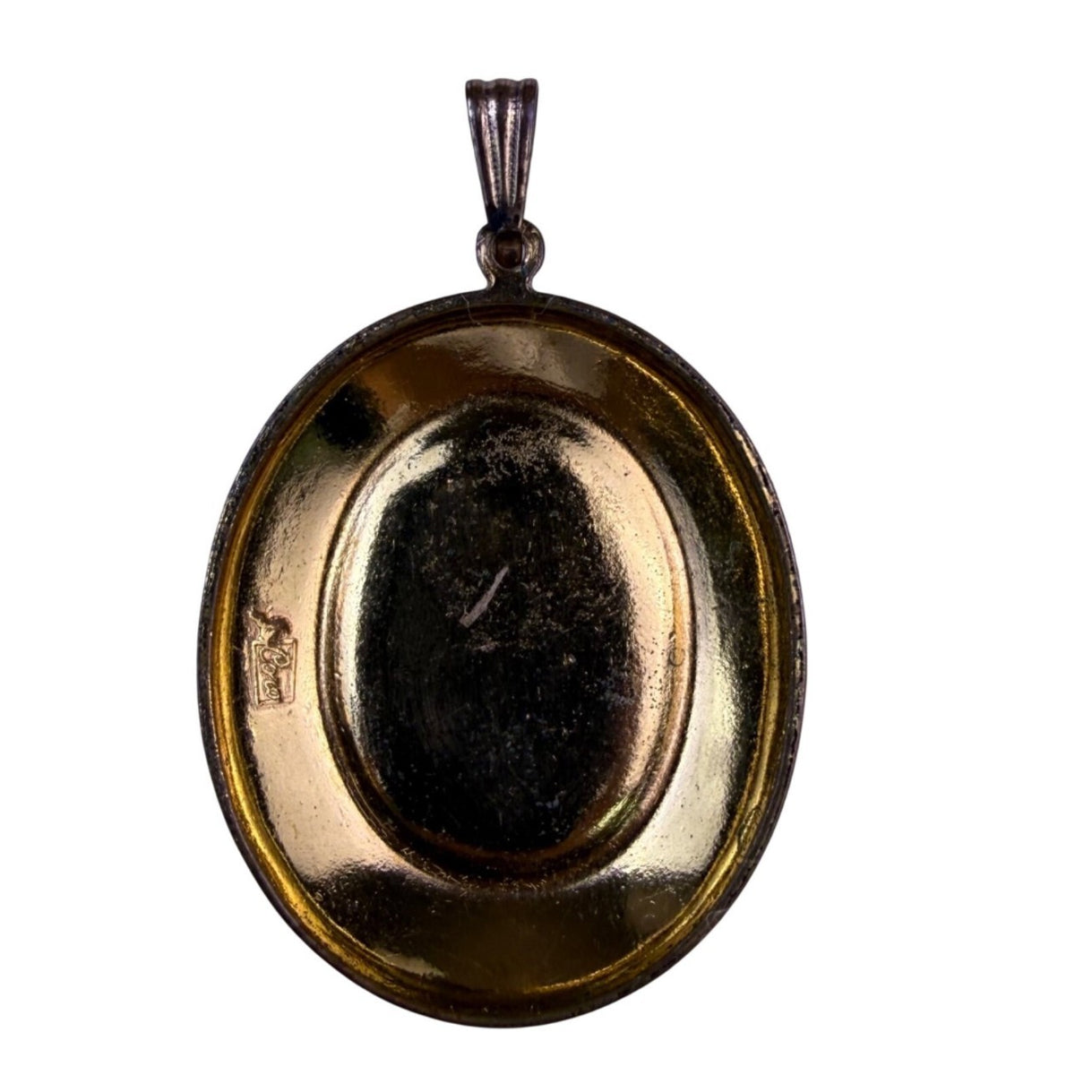 J. Cora Womens Gold Tone Faux Cameo Pendant Womans Profile Filigree Oval