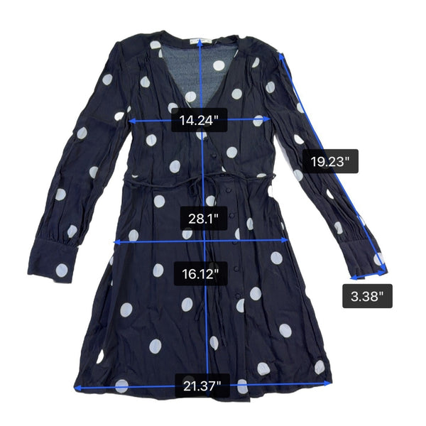 Mango Womens Black Viscose Polka Dot Long-Sleeve Casual Dress Size M