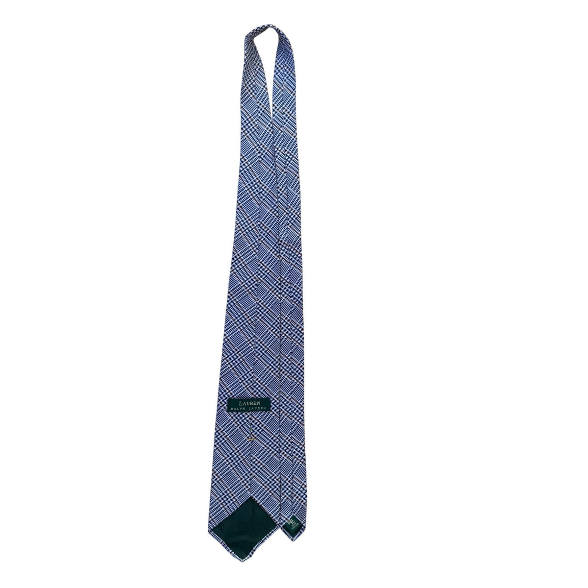 Lauren Ralph Lauren Mens Navy Cotton Blend Plaid Hand Finished Tie 3.5" Wide Cla