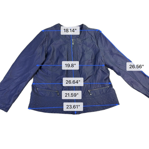 Christopher & Banks Womens Blue Jacket W/ Lace Detail Zipper Pockets Size XL