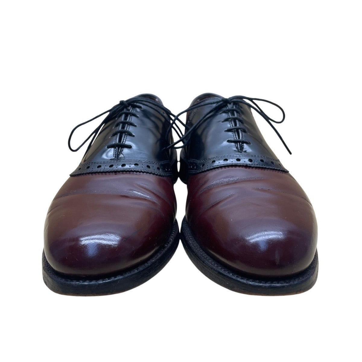 Allen Edmonds Men’s Burgundy/Black Leather Wingtip Oxford Dress Shoes Sz 12