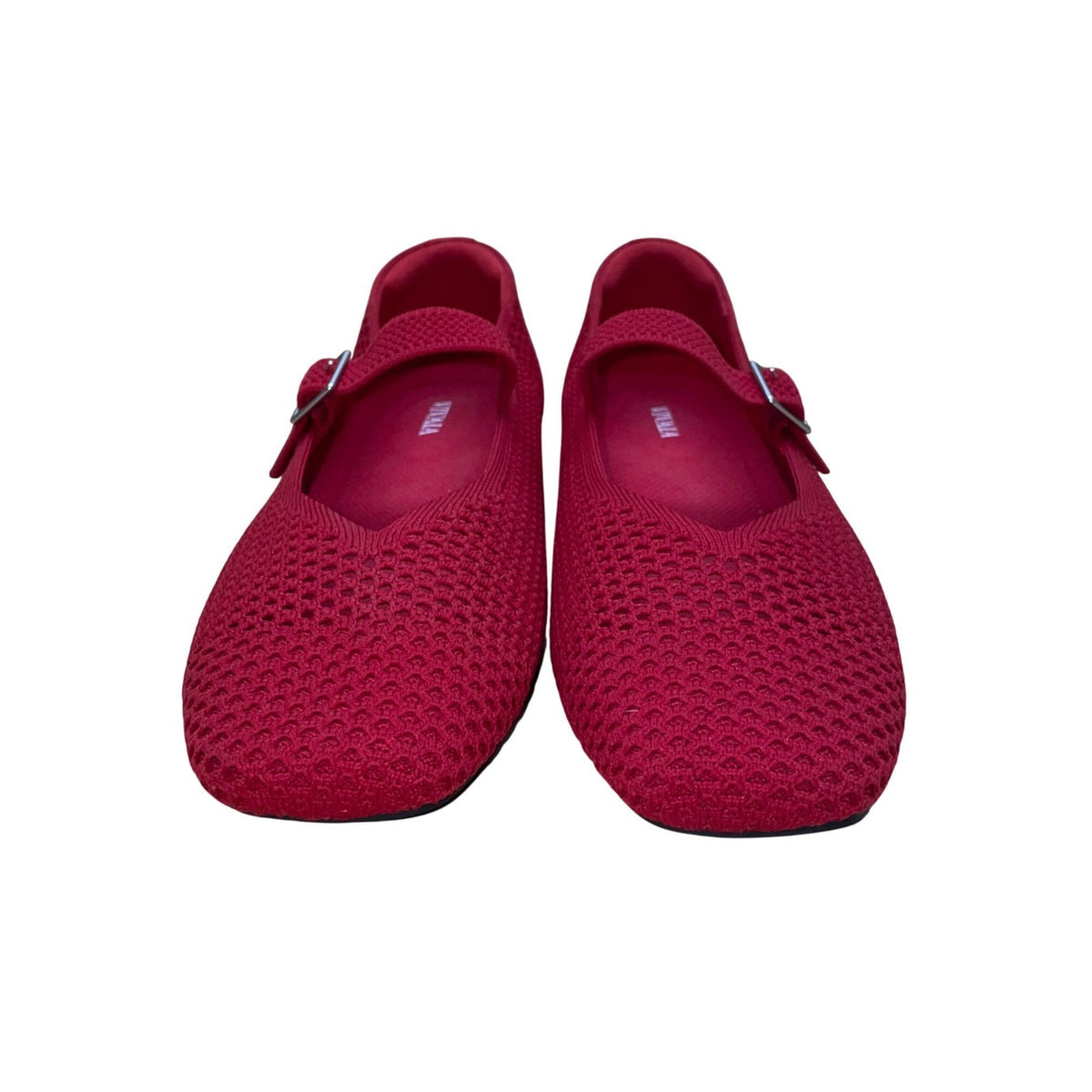 Vivaia Women Red Knitted Fabric Mary Jane Flats Size US9