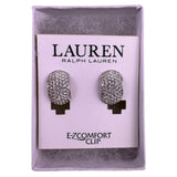 Lauren Ralph Lauren Silver Tone Womens Rhinestone Clip Earrings E-Z Comfort