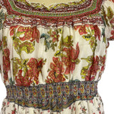 Mimi Maternity Floral Print Silk Dress M Multicolor Smocked Waist & Neckline New