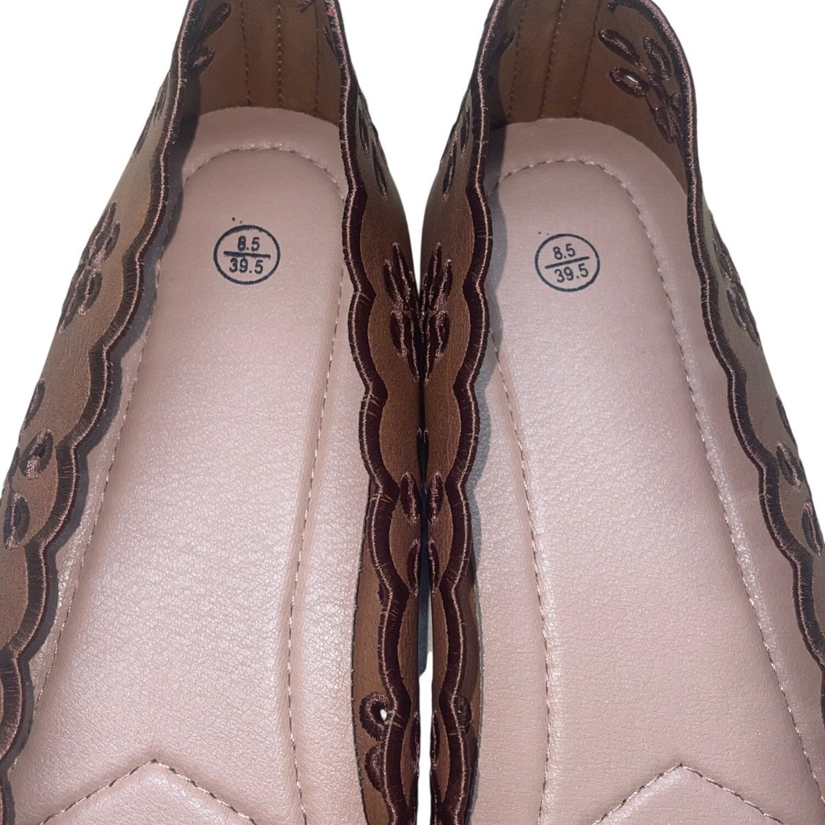 Women’s Brown Cutout Floral Design Ballet Flats Size 8.5