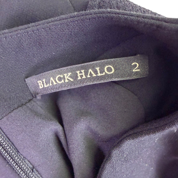 Black Halo Womens Black Cocktail Sheath Dress Ruffle Detail Size 2