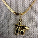 Monet Womens Vintage Gold Tone Bowling Charm Necklace Snake Chain Elegant Jewelr