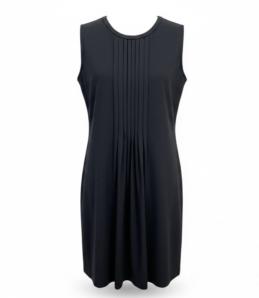 Piazza Sempione Womens Black Sleeveless Pleated A-Line Dress Made In Italy Sz L