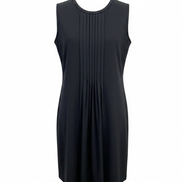 Piazza Sempione Womens Black Sleeveless Pleated A-Line Dress Made In Italy Sz L