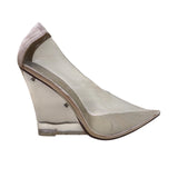 Fashion Nova Women’s Transparent & Nude Wedge Pointed Toe Slip-On Heels Size 7.5