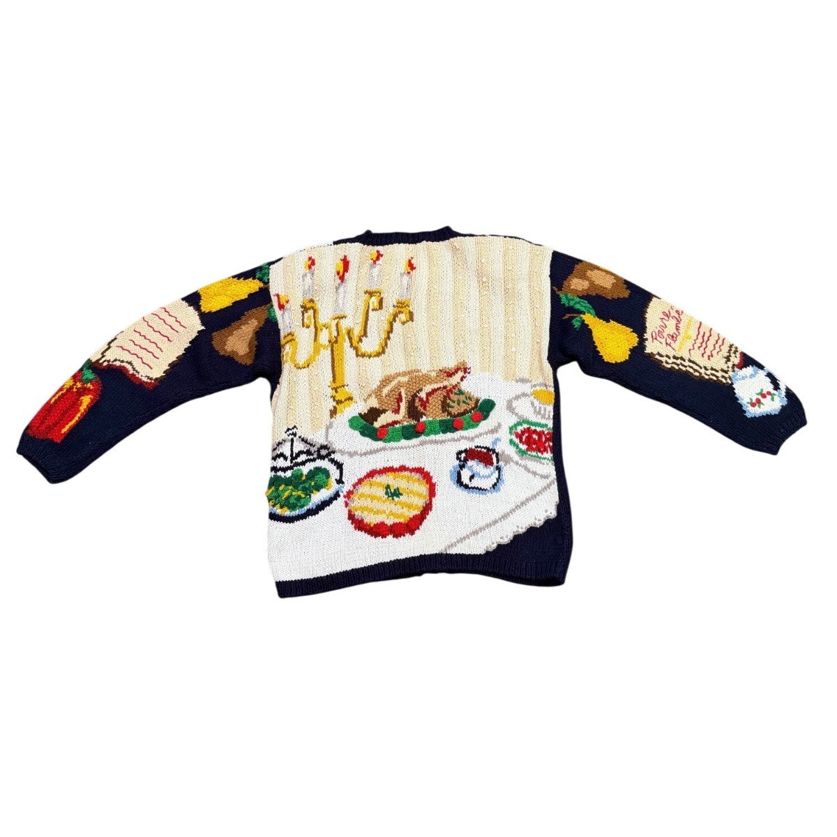 The Eagles Eye Womens Navy Food-Themed Cardigan Large Vibrant Graphics