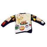 The Eagles Eye Womens Navy Food-Themed Cardigan Large Vibrant Graphics