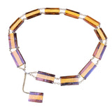Handcrafted Vintage Wood & Metal Segment Chain Belt Brown/Yellow Unique Design