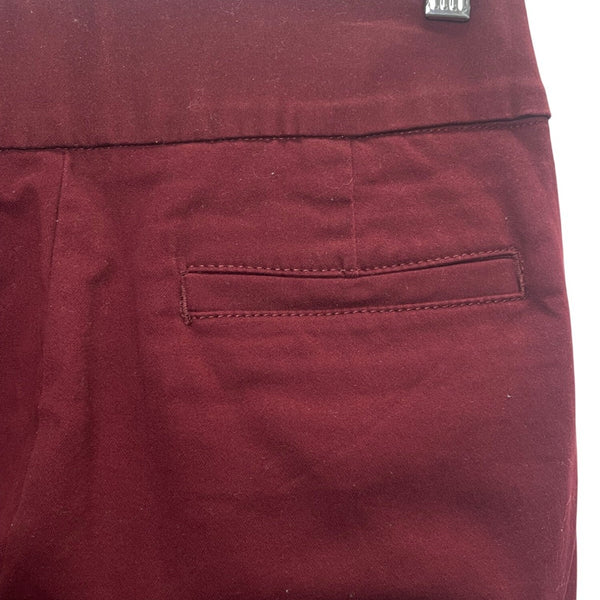 ST John Bay Ankle Pant Mid-Rise Slim Fit Built-In Tummy Maroon Women Size 6P - N