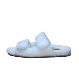 Revitalign Women’s White Fuzzy Comfortable Double Straps Slide Sandals Size 9.5B