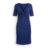 Lauren Ralph Lauren Womens Blue Wrap Dress Animal Print Short Sleeve  Size 6