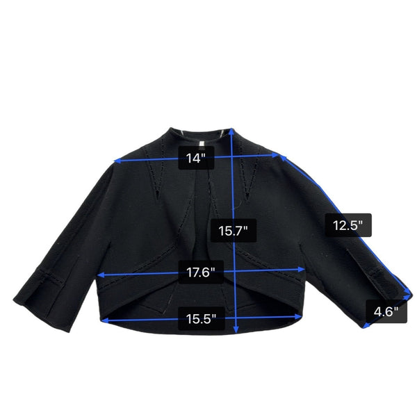 Chado Ralph Rucci Black Short Cropped Bolero Jacket Women Open Front