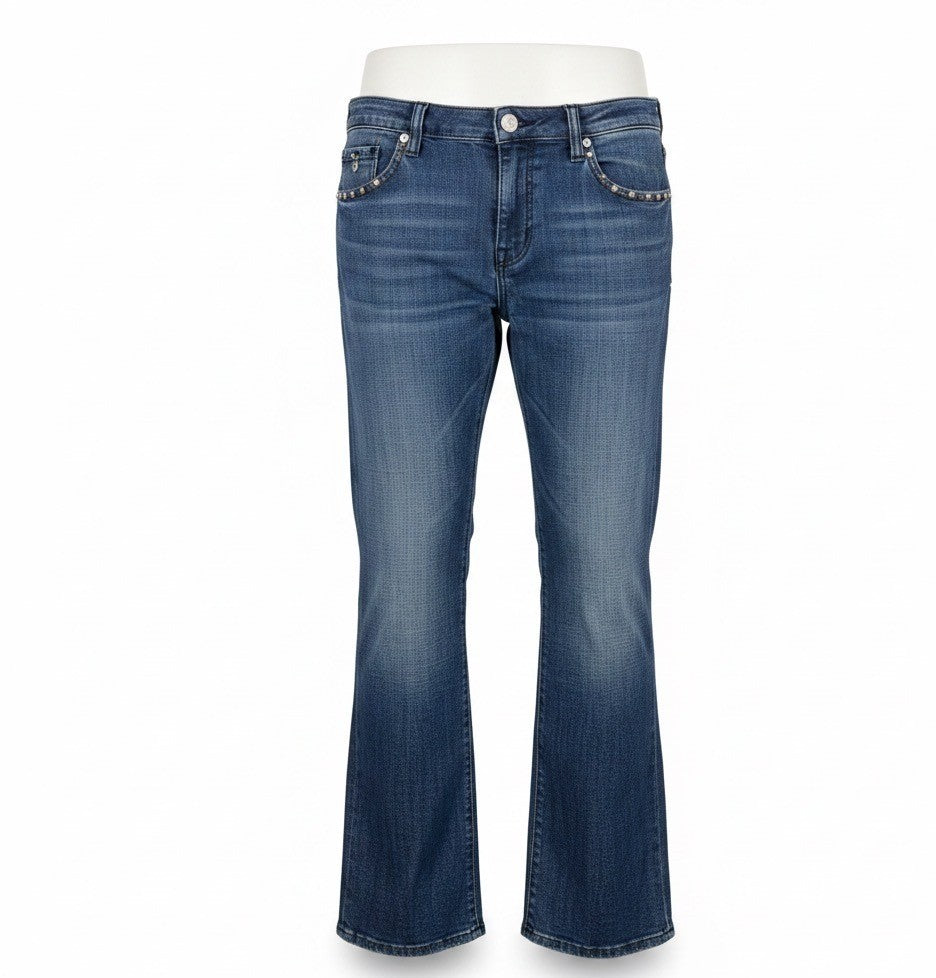 Premium Denims Goods Mens Denim Studded Jeans Boot Cut Embellished Size 38