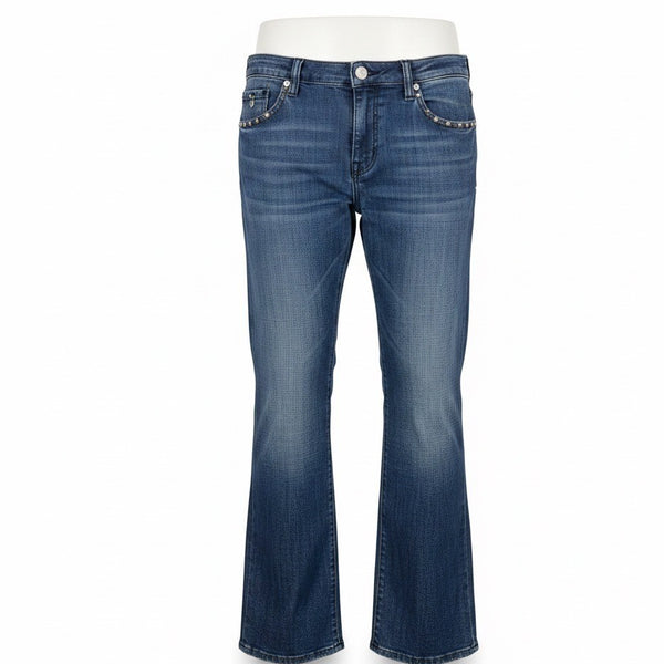 Premium Denims Goods Mens Denim Studded Jeans Boot Cut Embellished Size 38