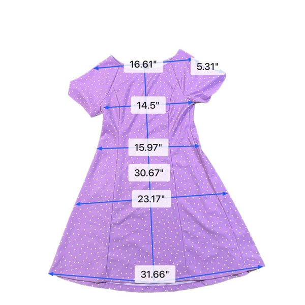 Ann Taylor Factory Womens Lavender White Polka Dot Short Sleeve Dress Size M
