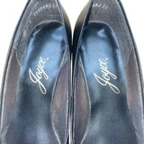Joyce Women’s Black & Brown Leather Striped Toe Mid Vogue Heels Size 8N
