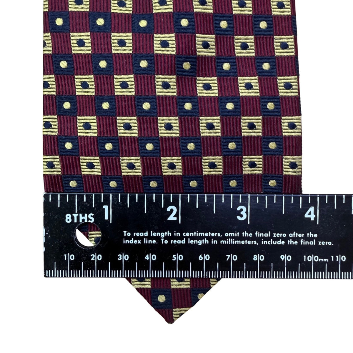 Faconnable Mens Burgundy Silk Patterned Tie Geometric Print 100% Silk