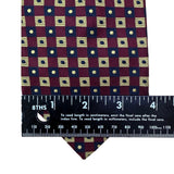 Faconnable Mens Burgundy Silk Patterned Tie Geometric Print 100% Silk