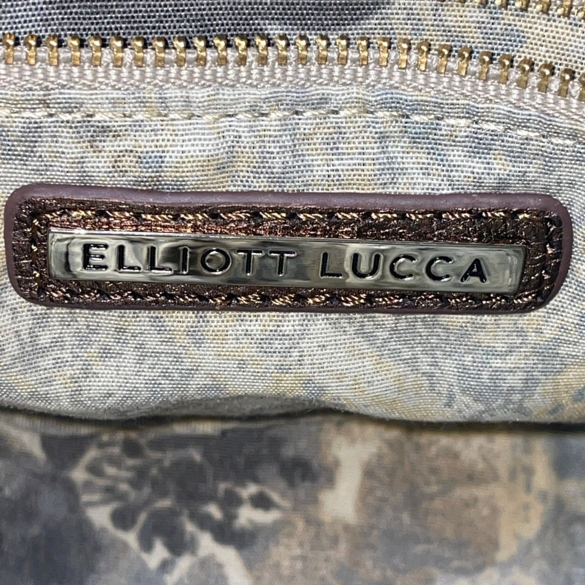Elliott Lucca Women’s Gold & Brown Metallic Snake Print Sequin Crossbody Bag