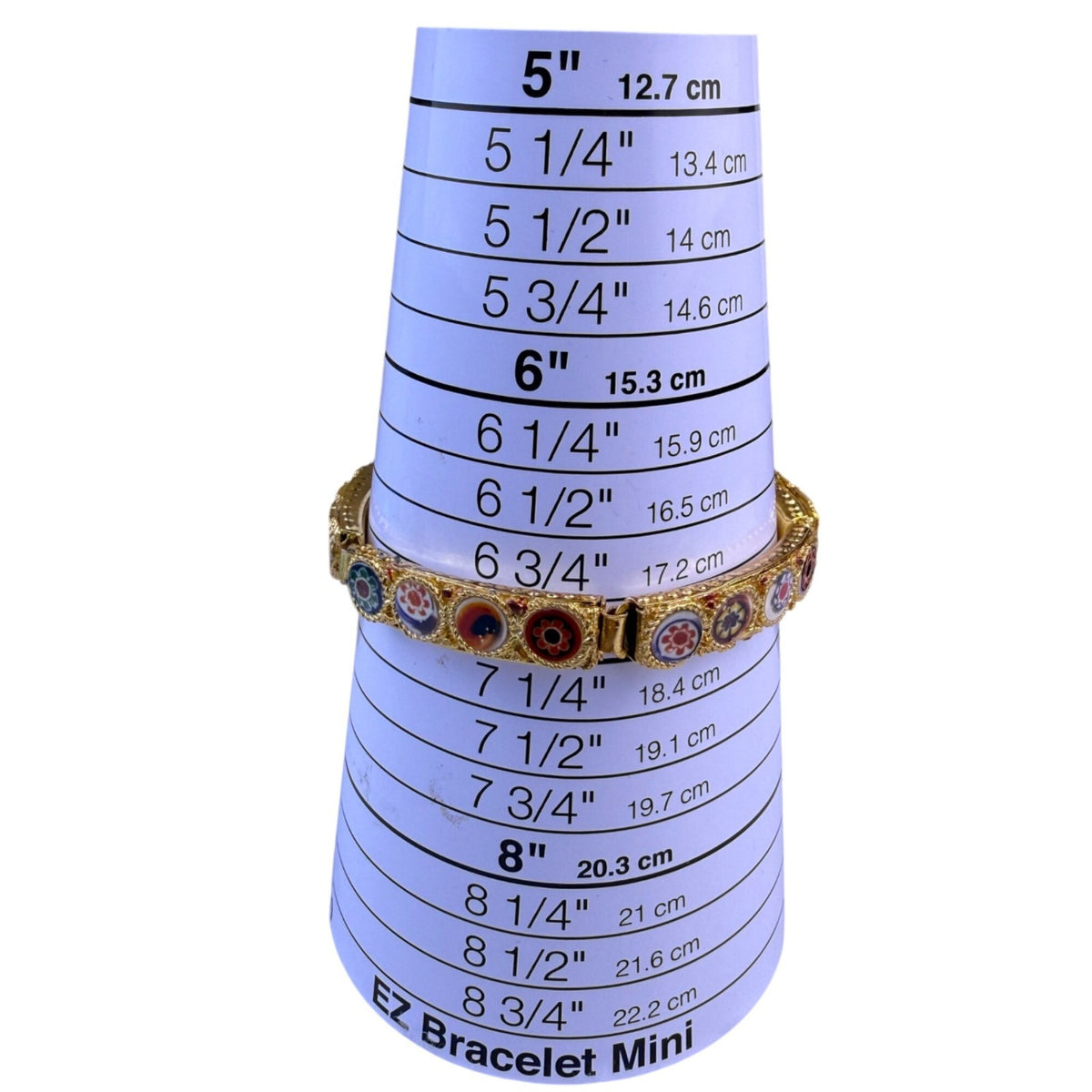 Antique Italian Gold-Tone Womens Micro Mosaic Bracelet Circular Floral Design
