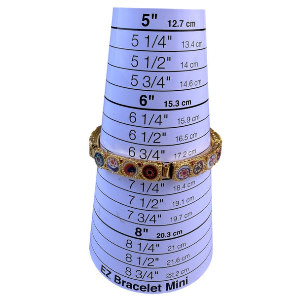 Antique Italian Gold-Tone Womens Micro Mosaic Bracelet Circular Floral Design