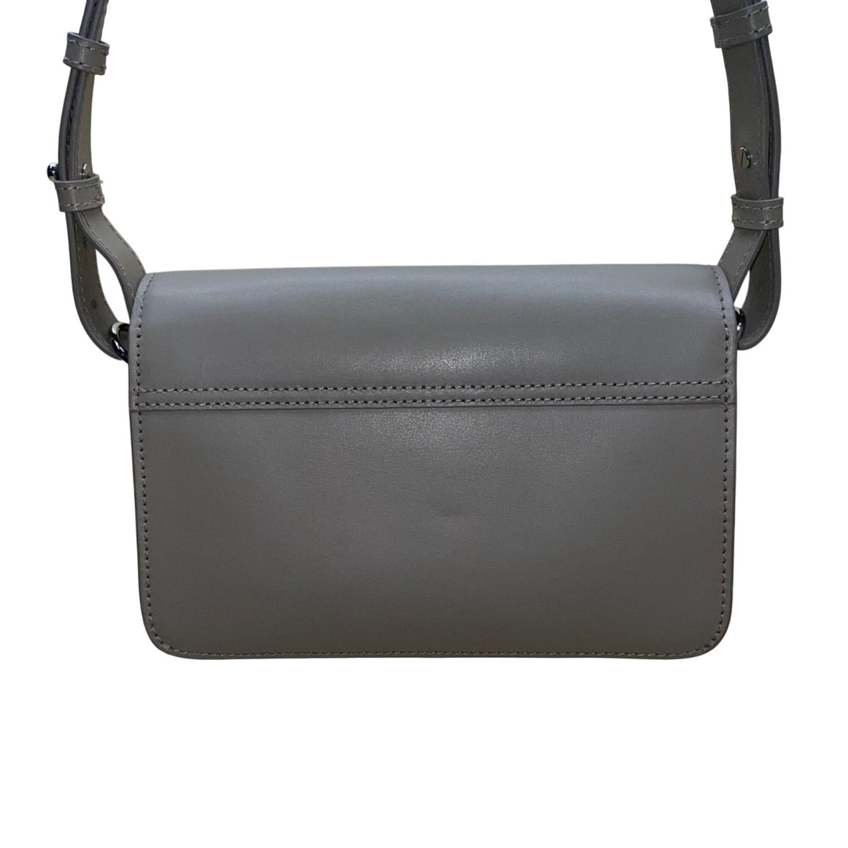Wera Women’s Gray Leather Envelope Flap Adjustable Strap Compact Crossbody Bag