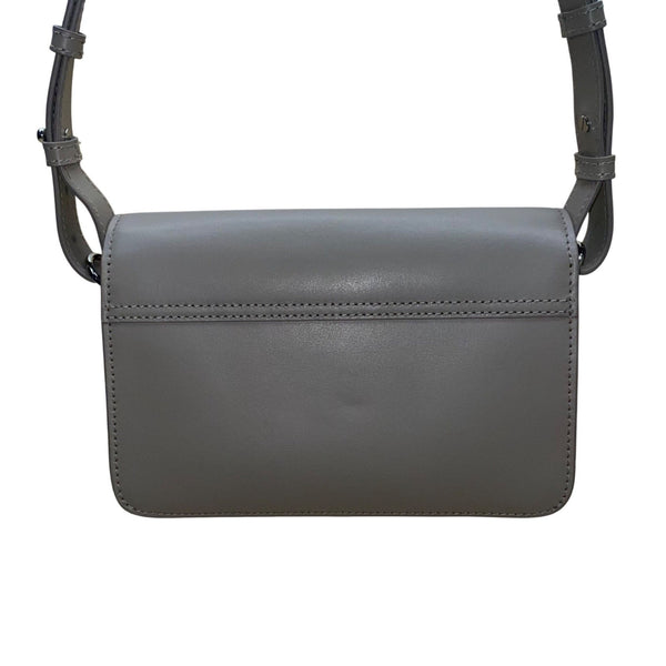 Wera Women’s Gray Leather Envelope Flap Adjustable Strap Compact Crossbody Bag