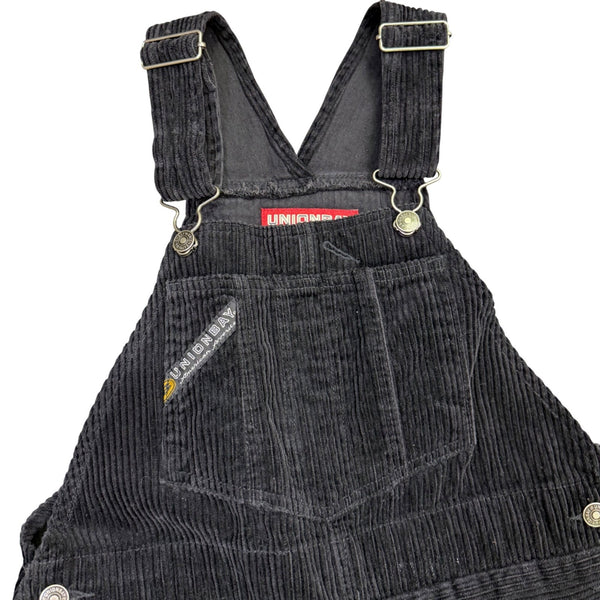 Unionbay Womens Black Corduroy Overalls Adjustable Straps Button Accents Size S