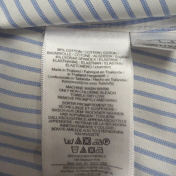 Brooks Brothers Womens Blue & White Non-Iron Fitted Striped Shirt Size 4