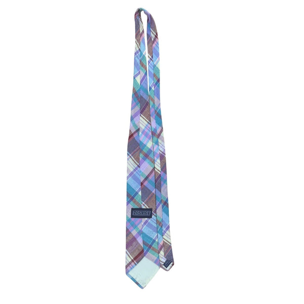 Lands End Mens Multicolor Cotton Plaid Necktie Classic Pattern