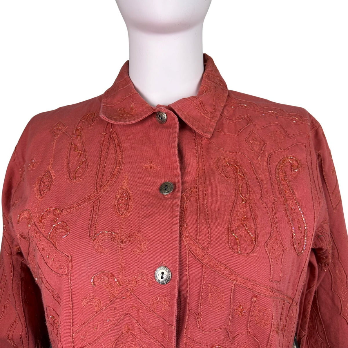 Shari B. Green Womens Red Black Patchwork Button-Up Dress Artsy Style Sz XL