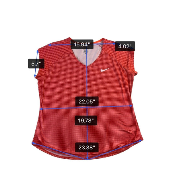 Nike Womens Red Dri-FIT Short Sleeve V-Neck Activewear Top Size  XL