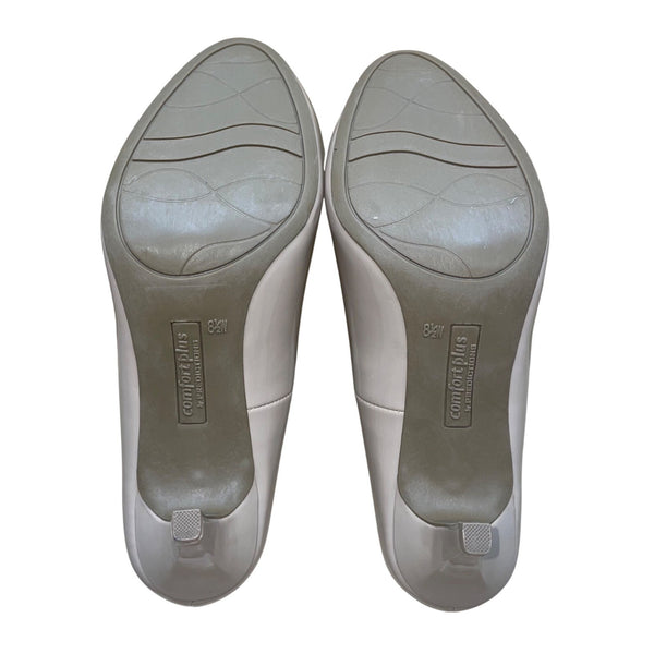 Comfort Plus By Predictions Women’s Nude Patent Leather Closed-Toe Heels Sz 8.5W