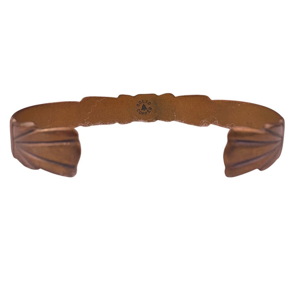 Vintage Unknown Copper Tone Solid Copper Engraved Bangle Stamped Adjustable Size