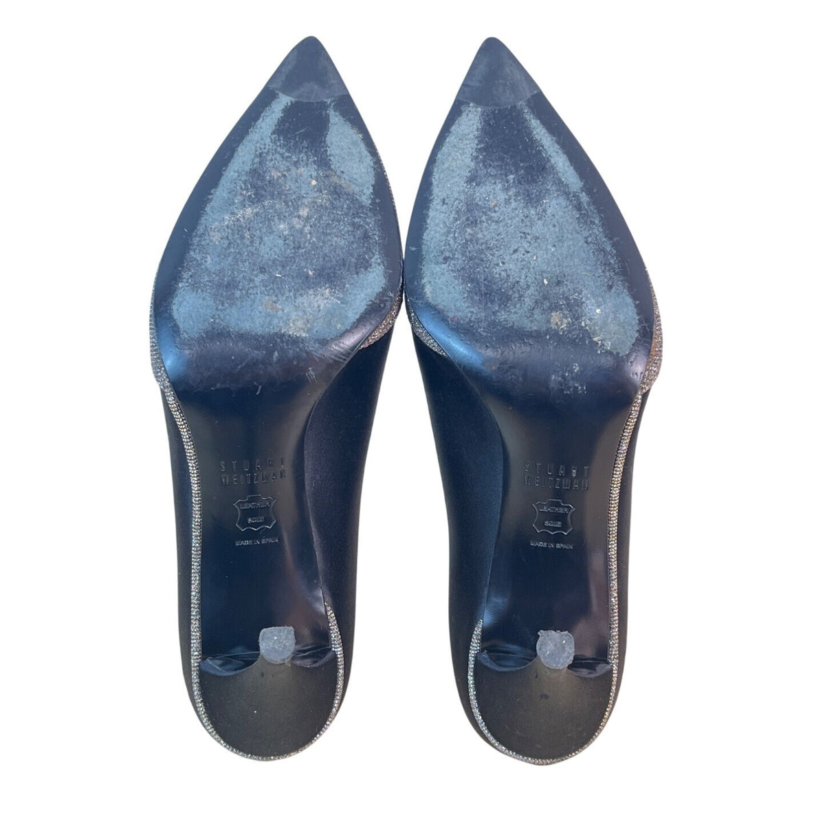 Stuart Weitzman Women’s Black Satin & Glitter Fairlady Stiletto High Heels Size