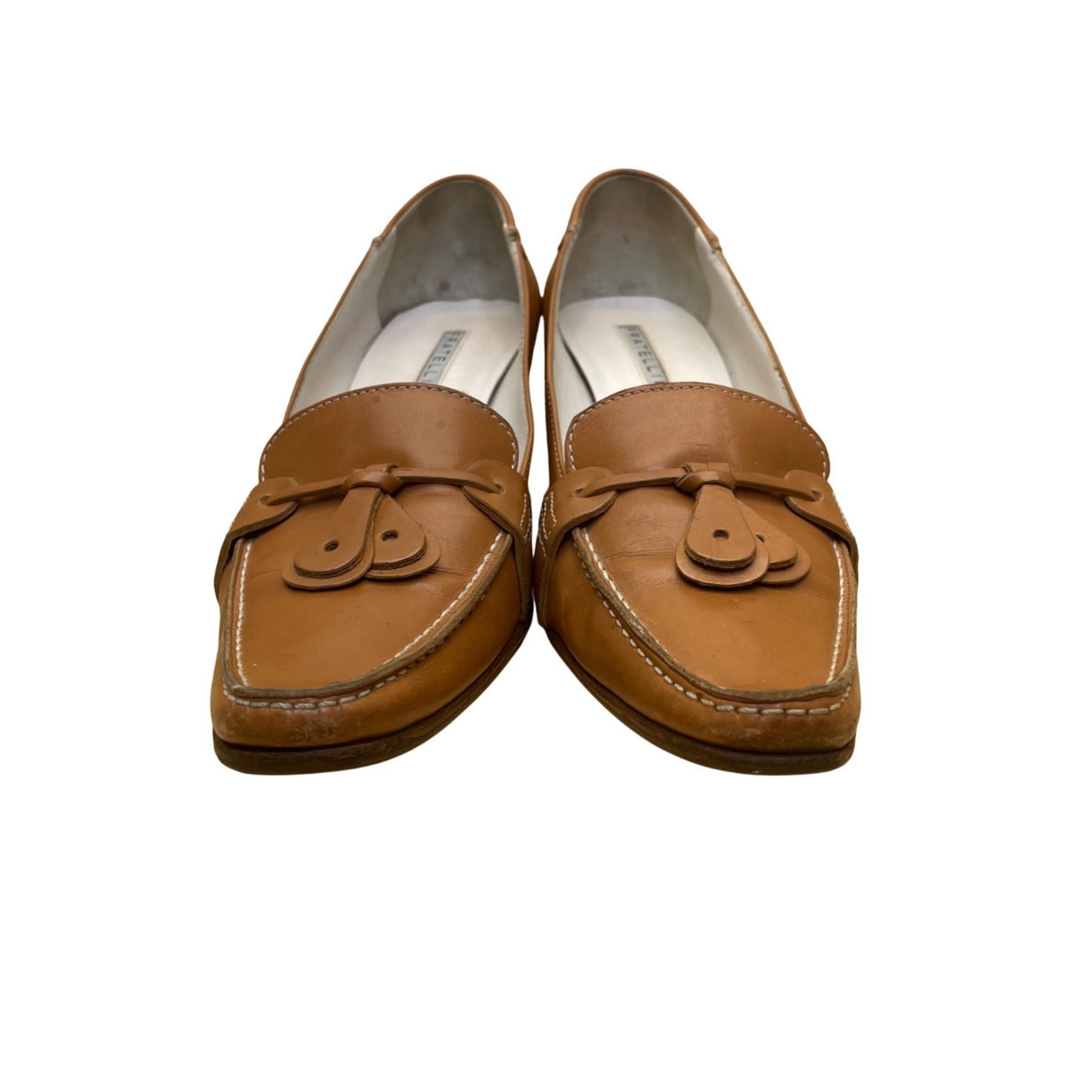 Fratelli Rossetti Women’s Tan Leather Tassel Detail Heeled Loafers Size 7.5