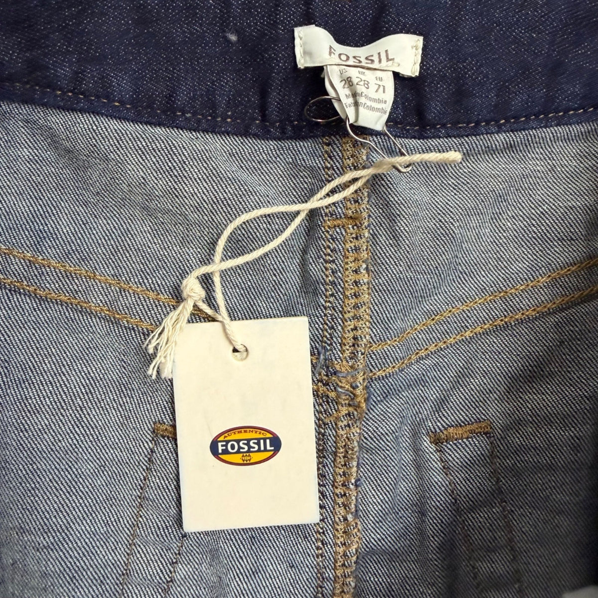 Fossil Womens Dark Wash Denim Striped Mini Skirt Fitted Casual Sz M - New