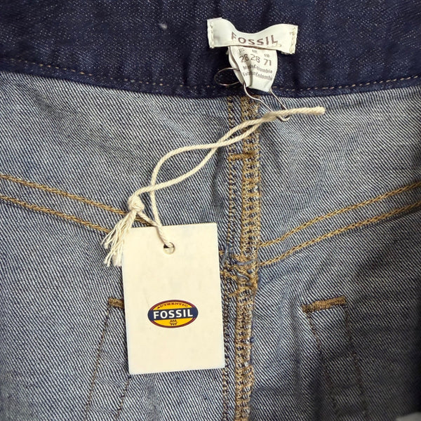 Fossil Womens Dark Wash Denim Striped Mini Skirt Fitted Casual Sz M - New