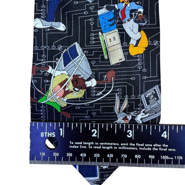 Looney Tunes Mens Black Novelty Tie Circuit Board Character Print